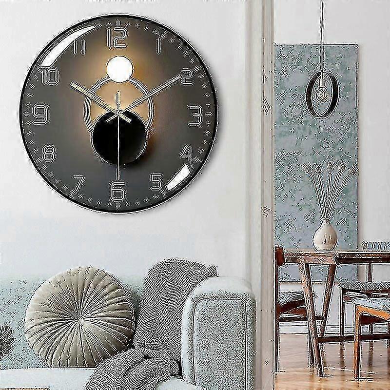 Horloge murale Kryp-lumineuse - Radio-commandée - 4 LED bleues - Capteur sombre - 3 modes d’éclairage: permanent/éteint ou automatique - 30 cm