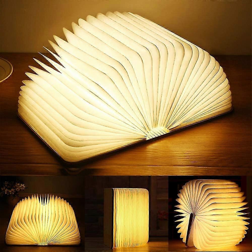 Wooden Folding Book Lamp Warm Light, Big-1,7532