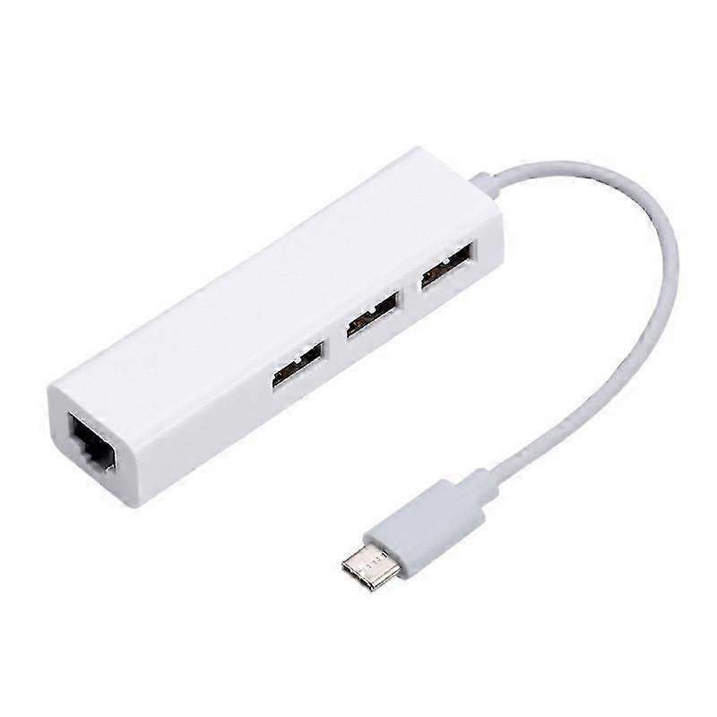 Portable USB/Type-C 3 USB2.0 Port Hub RJ45 Lan Network Card Ethernet Adapter