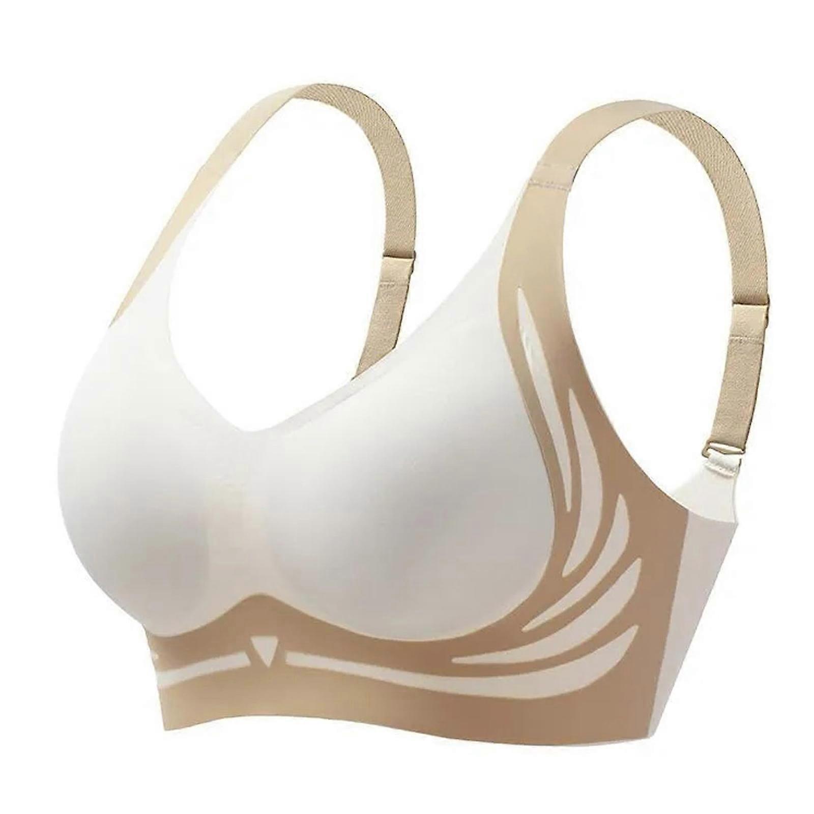 Super Gather trådlös behå, push-up stöd, krämig vit, m