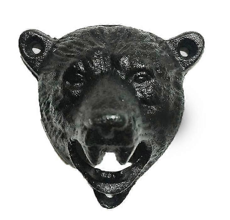 Cast Iron Wall Mount Grizzly Bear Teeth Bite Bottle er (bla)