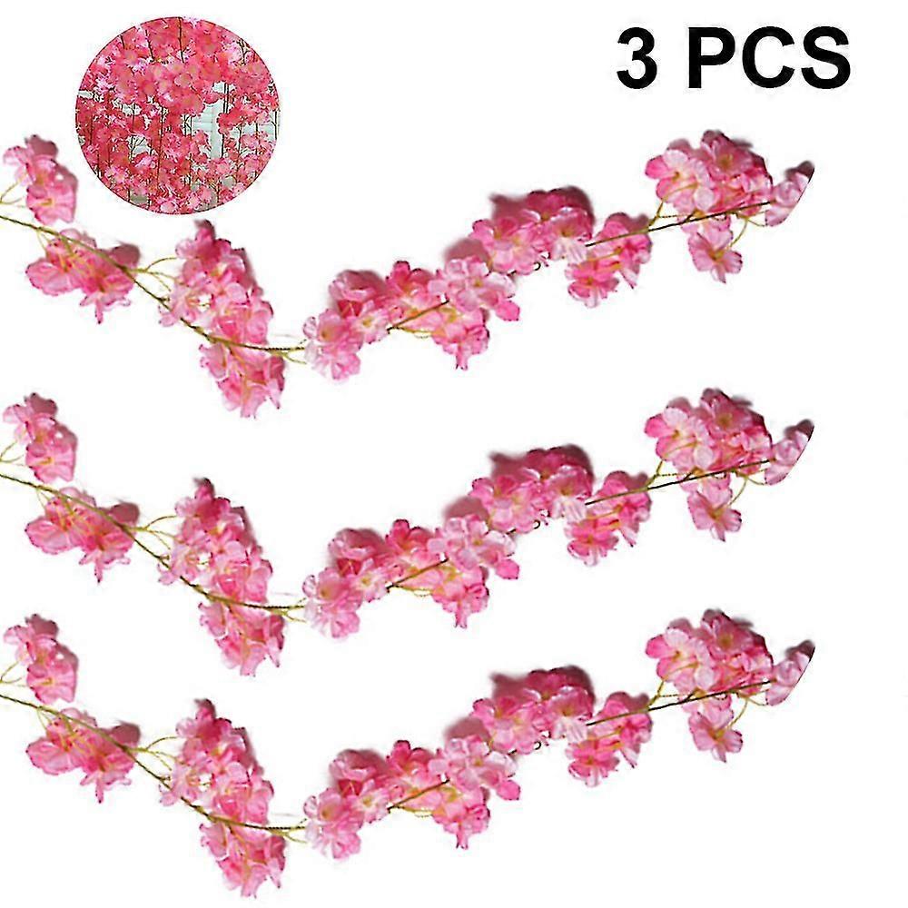 3pcs人工桜の花のブドウは結婚式のパーティーの家の装飾のためのシルクの花の花輪をぶら下げる