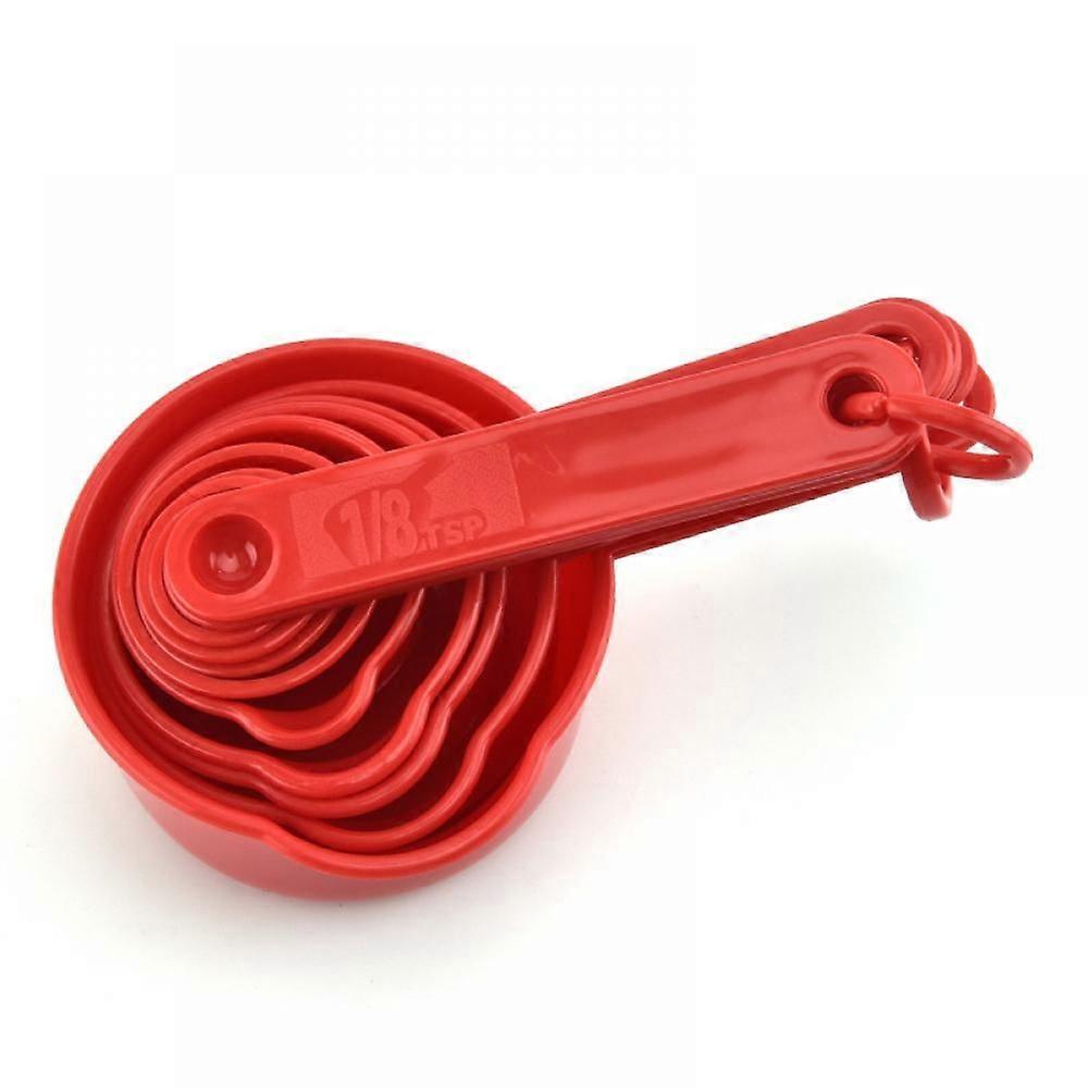 Nesting Measuring Cups and Spoons Set of 11, Fits in Spice Jars for Dry and Liquid Ingredient (Red)