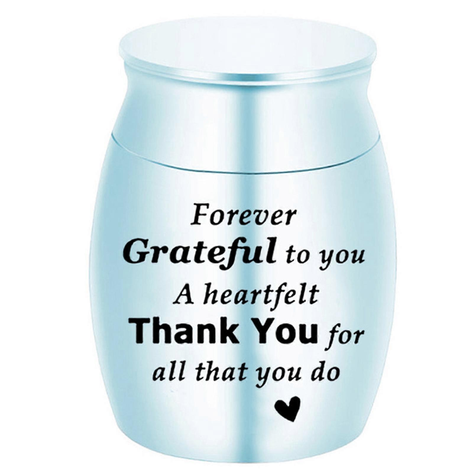 Simple Casket Ashes Jar Vessel Ashes Casket for Pet Urn Carving Casket Memorial Small Jar Urn Container Sky Blue