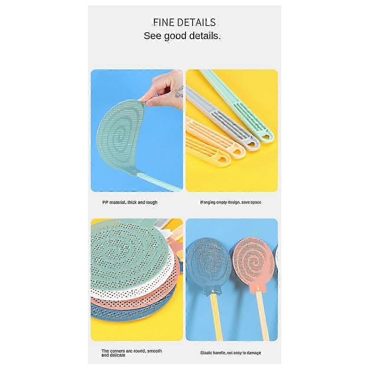 Candy Color Fly Swatter Thickened Plastic Durables Mosquito Swatter Long Handle Mosquito Swatter Mosquito