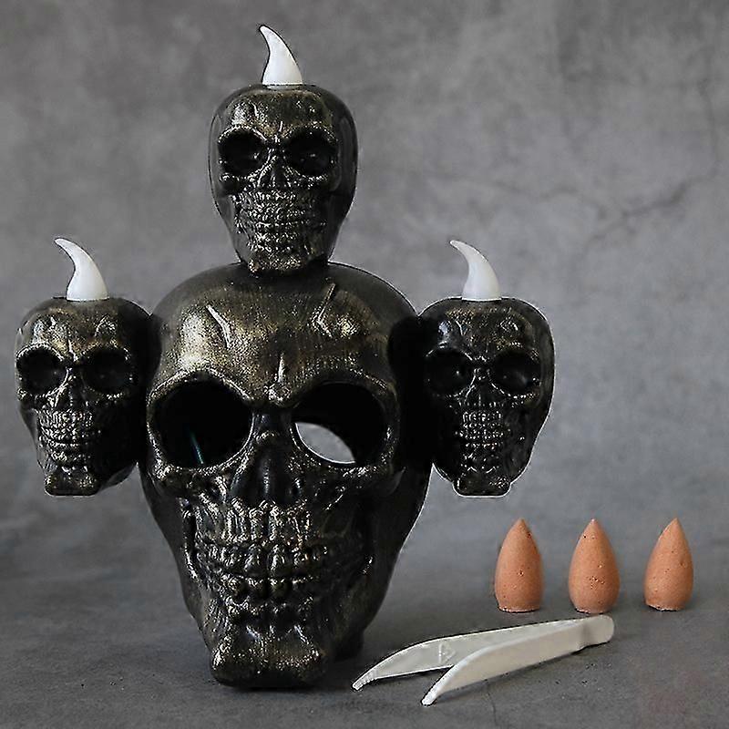 Halloween Horror Skull Light Decoration DIY Creative Candle Light Smoke Sandalwood LED Desktop Ornaments Growing Decor Props