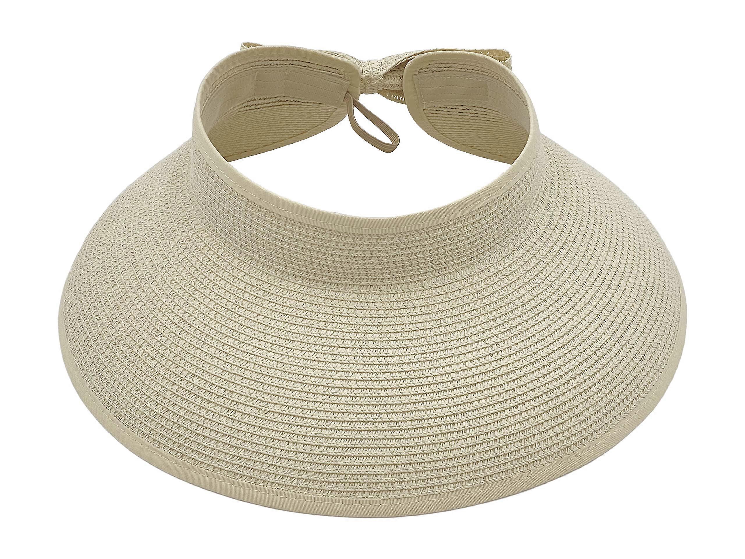 Foldable Wide Brim Straw Sun Visor Adjustable Summer Beach Hat