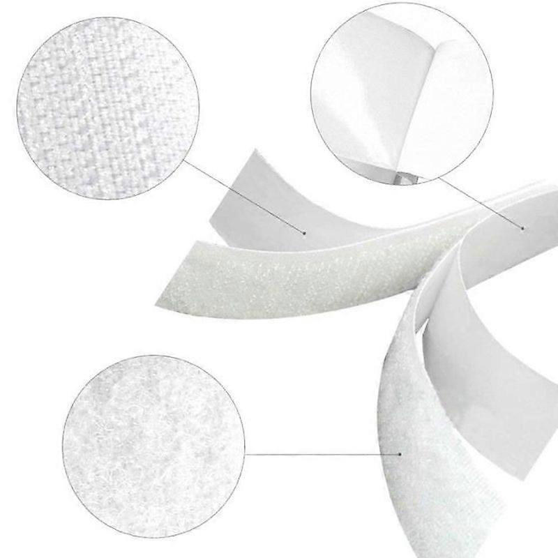 Double Sided Adhesive Tape Ultra Strong with Velcro Strip and Adhesive Strip White Width 20 mm Length 5 m