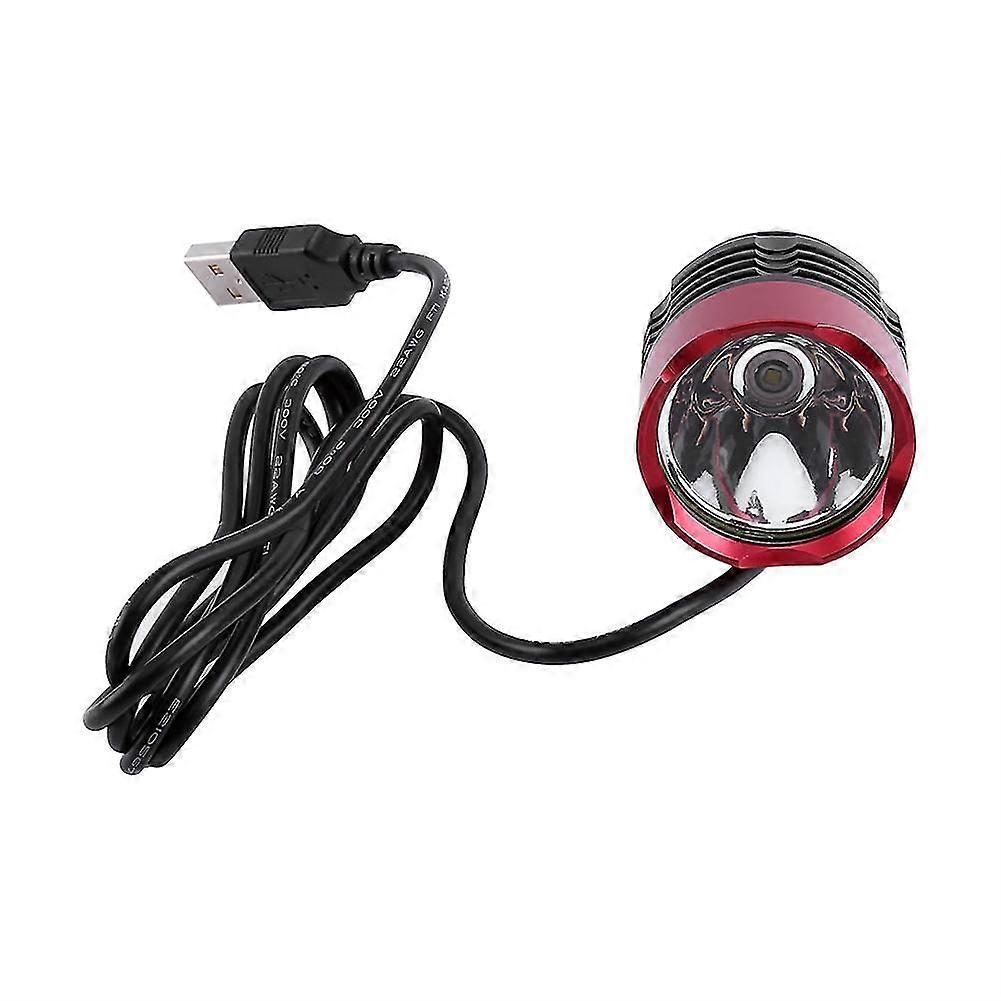 1200lm Led T6 Usb Interface Bicycle Flashlight Bike Headlight With Two Rubber Rings(red)