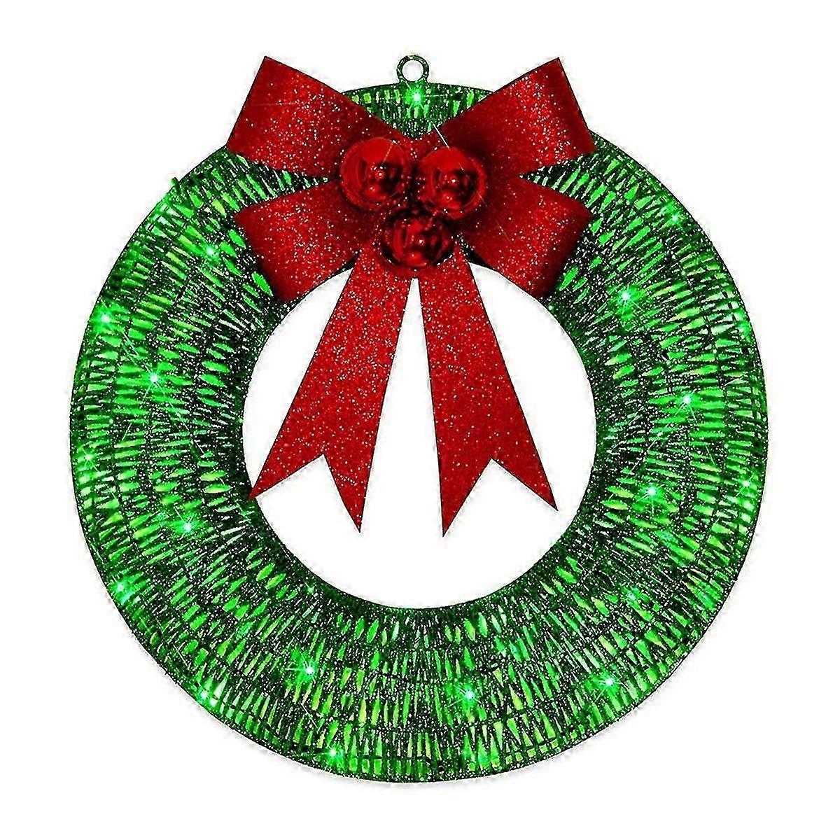 زينة إكليل عيد الميلاد في الهواء الطلق مضاءة مسبقا ، زينة عيد الميلاد في الهواء الطلق إكليل عيد الميلاد المقدس مع الأضواء