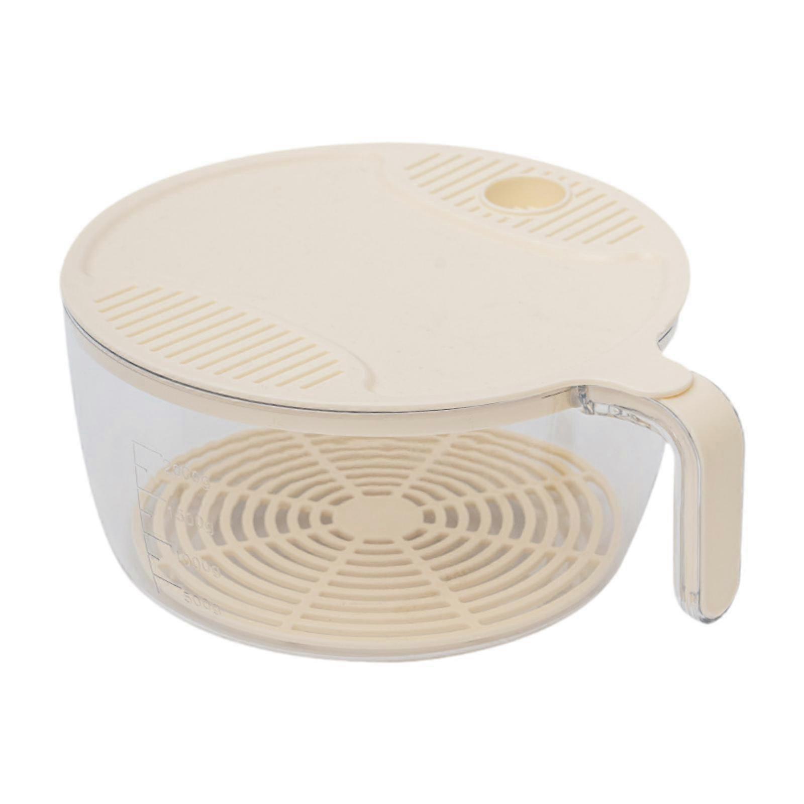 Rice Wash Bowl Vegetable Washing Basket with Water Filter Cover and Handle Snack