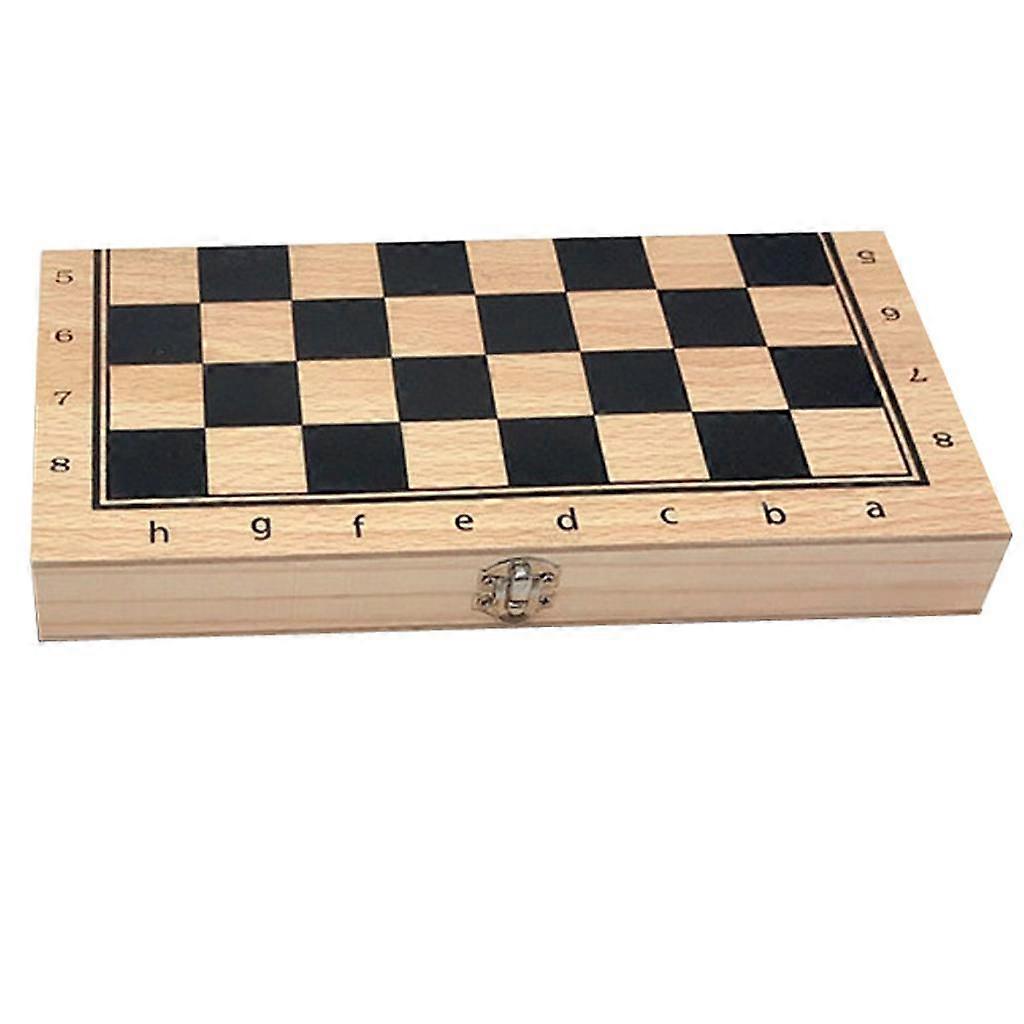 Folding Chessboard Wooden Chess in 1,with Two Type Draughts Round Pieces Set