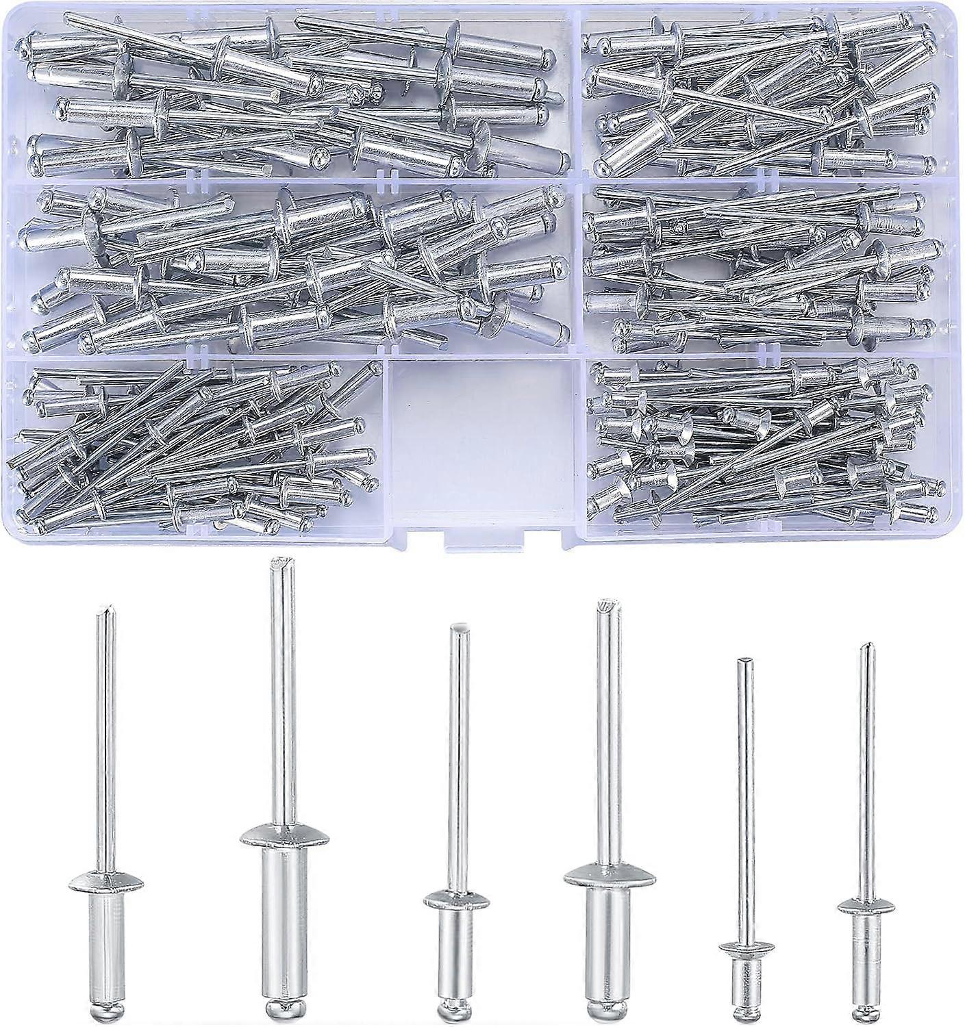 180 pezzi rivetti ciechi, rivetti pop in alluminio, rivetti in lega di alluminio assortimento di rivetti per metallo, legno, plastica - M3.2/M4.0/M4.8