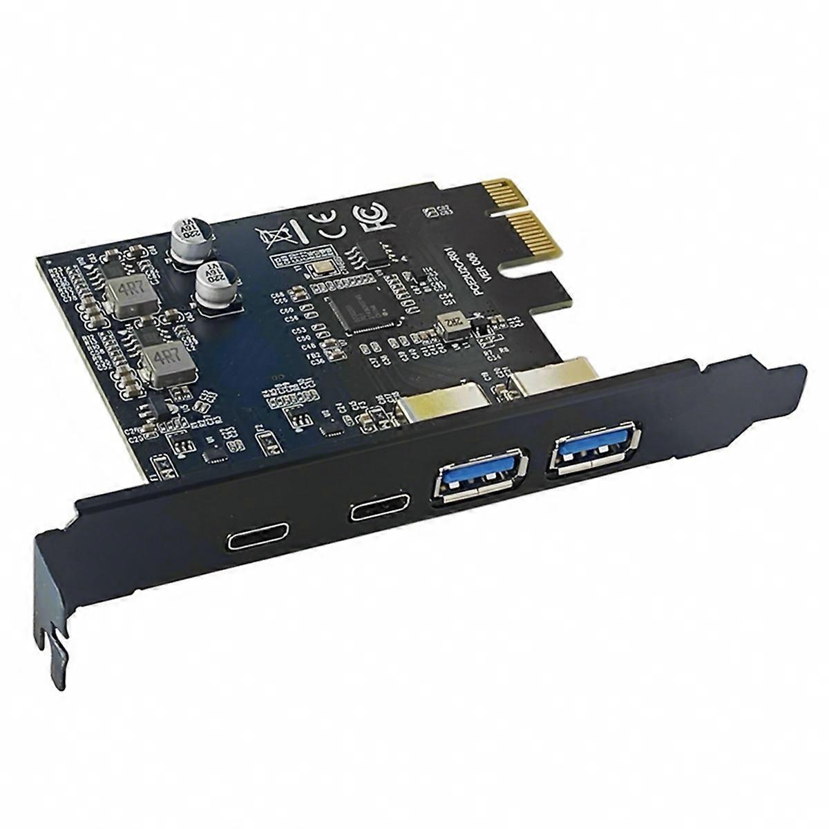 4 Ports 5Gbps PCIE Card Hub USB 3.0 PCI-E Board 2xUSB A Port+2xType-C Port USB PCI-E Expansion Card Adapter for Computer