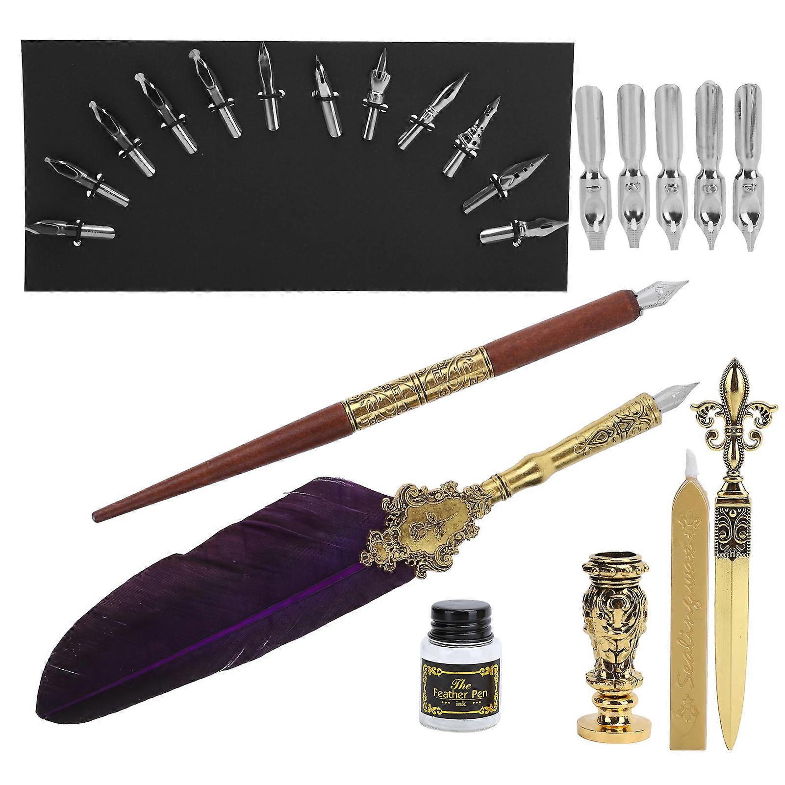 Federstift-Set, Kalligraphie, Schreiben, Zeichnen, Federkiel-Dip-Set, Vintage-Stil, Kunsthandwerk, CollectionSP248014R, Violett