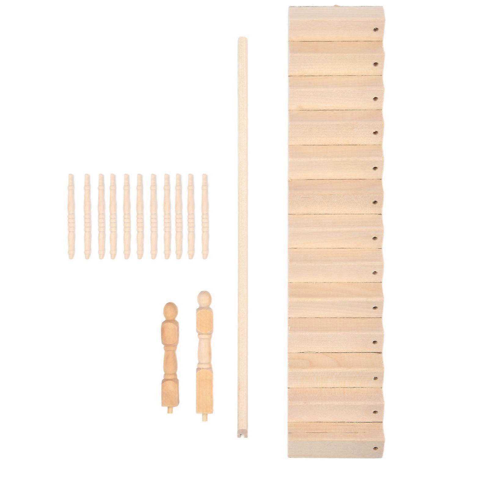 Doll House Stairs 1/12 Scale Miniature Staircase with Glossy Rounded Corners Birch Material for DIY Crafts