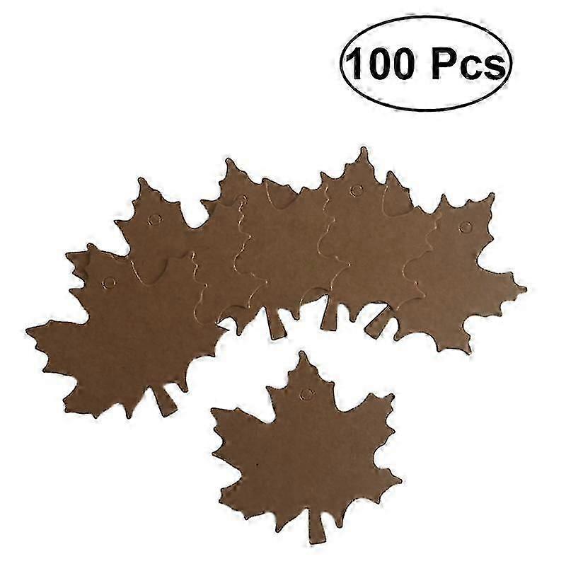 100 Pcs Tags Kraft Paper Label Maple Leaf Tags With 10m String For Party Decoration (brown)
