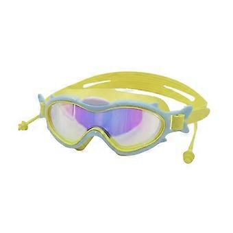 Froschresistente Schwimmbrille mit Ohrstöpseln für Kind, 180 Grad Weitwinkel Schwimmbrille für Jungen Mädchen Kind Schwimmen gelb blau