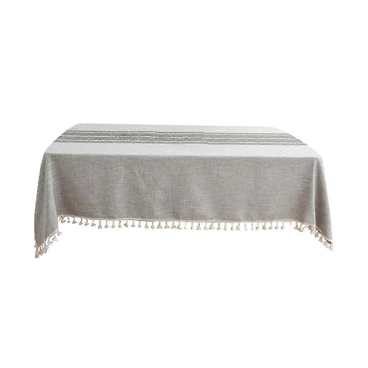 Nappe anti-décoloration, anti-rayures, en polyester, style rustique, avec pompons, pour la maison