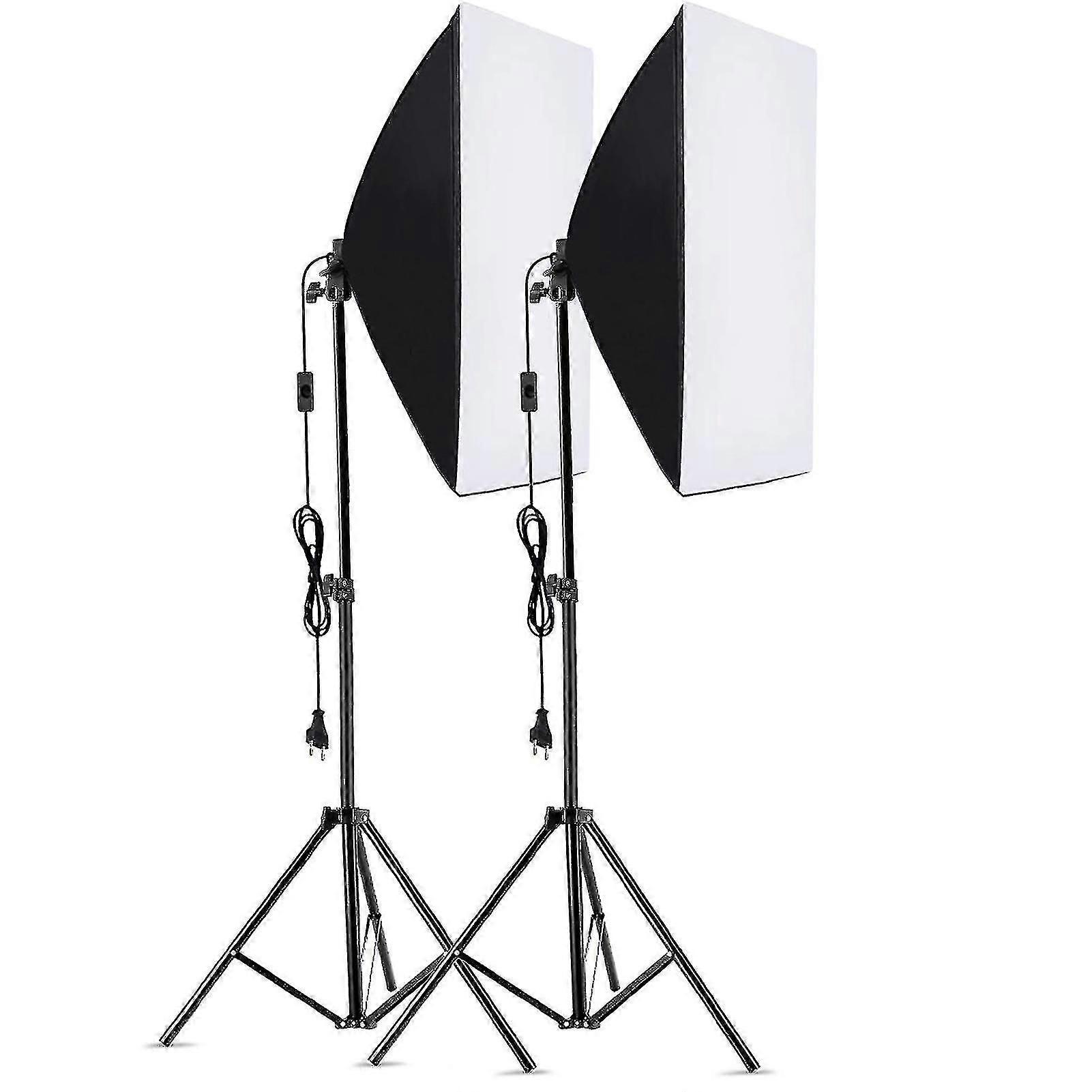 Andoer Studio Photography Softbox Kit with 50x70cm Softbox * 2 + 2M Metal Tripod Stand * 2 for Live