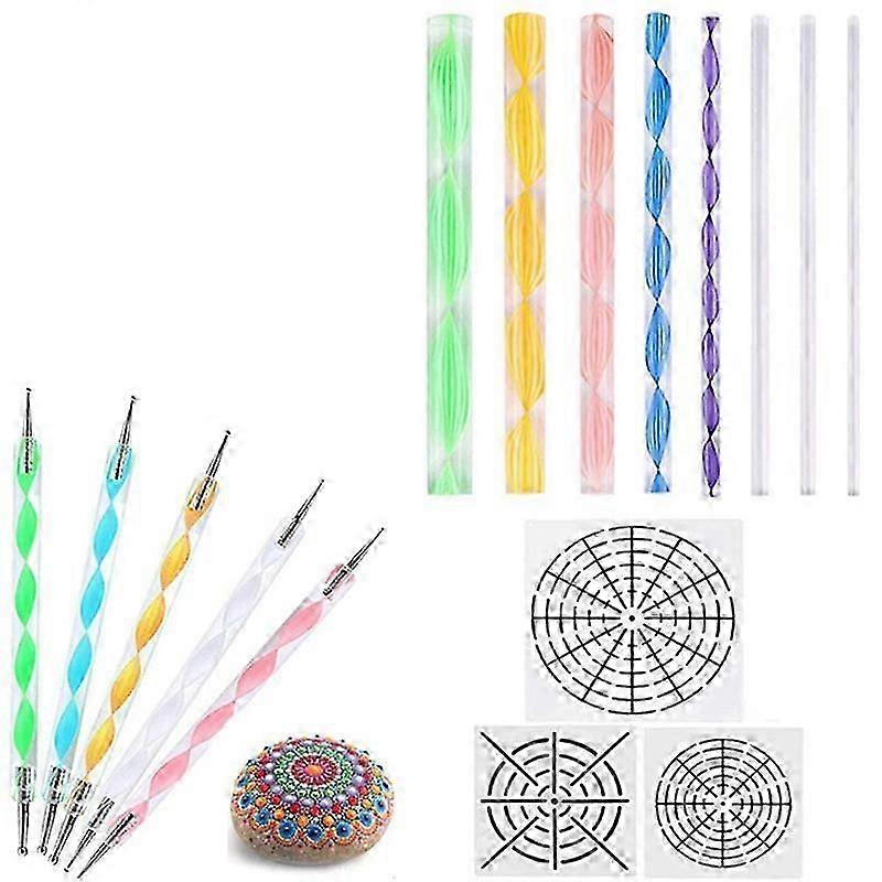 16 Pcs Mandala Dotting Tools for Painting Rocks Mandala Stencils Kit Ball Stylus Clay Sculpting Carving Tools jn