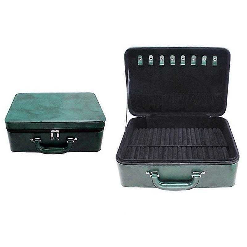 XSC-024 PU Leather Bracelet Storage Box 40 Slots Bangle Storage Case-Outer Green Inner Black