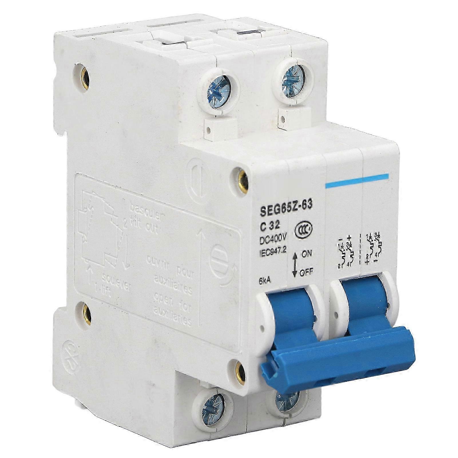 DC Miniature Circuit Breaker 2P 6KA 400V Air Switch for Solar PV System Panels Grid C32 32A