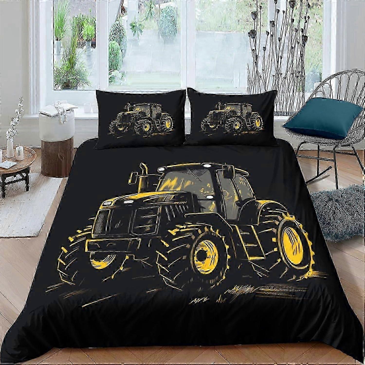 J156 Lençóis Trator Capa de Edredão Conjunto 3 PCS Capa de Quilt de Qualidade de Hotel Conjuntos de Cama Colchas com Fronhas com Fecho de Zíper Hipoalergênico Soft B