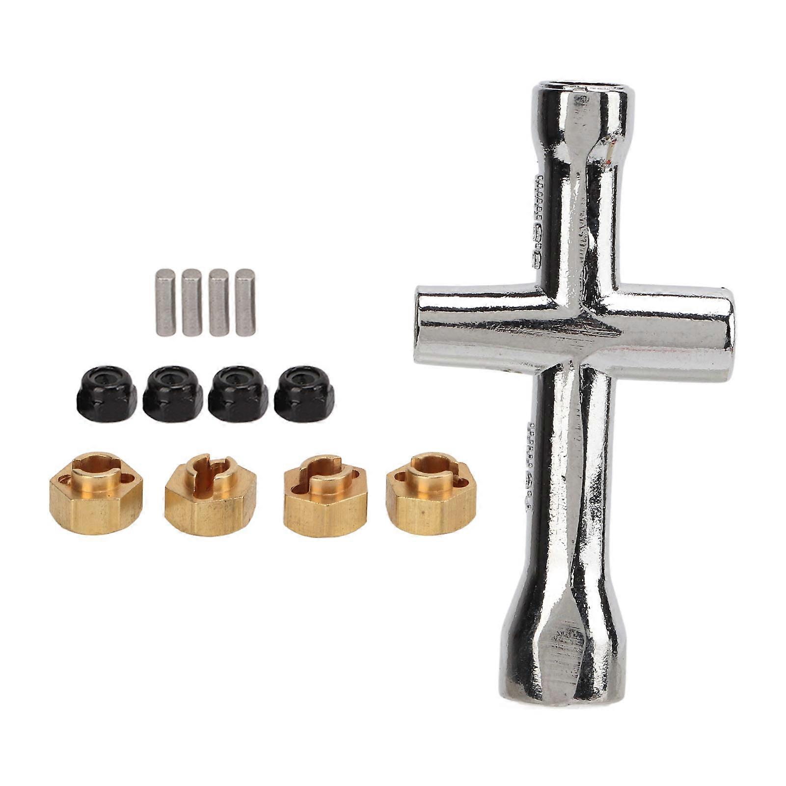 7mm Brass Hex Wheel Hubs Adapter Stable Replaceable for Axial SCX24 1/24 Remote Control Car