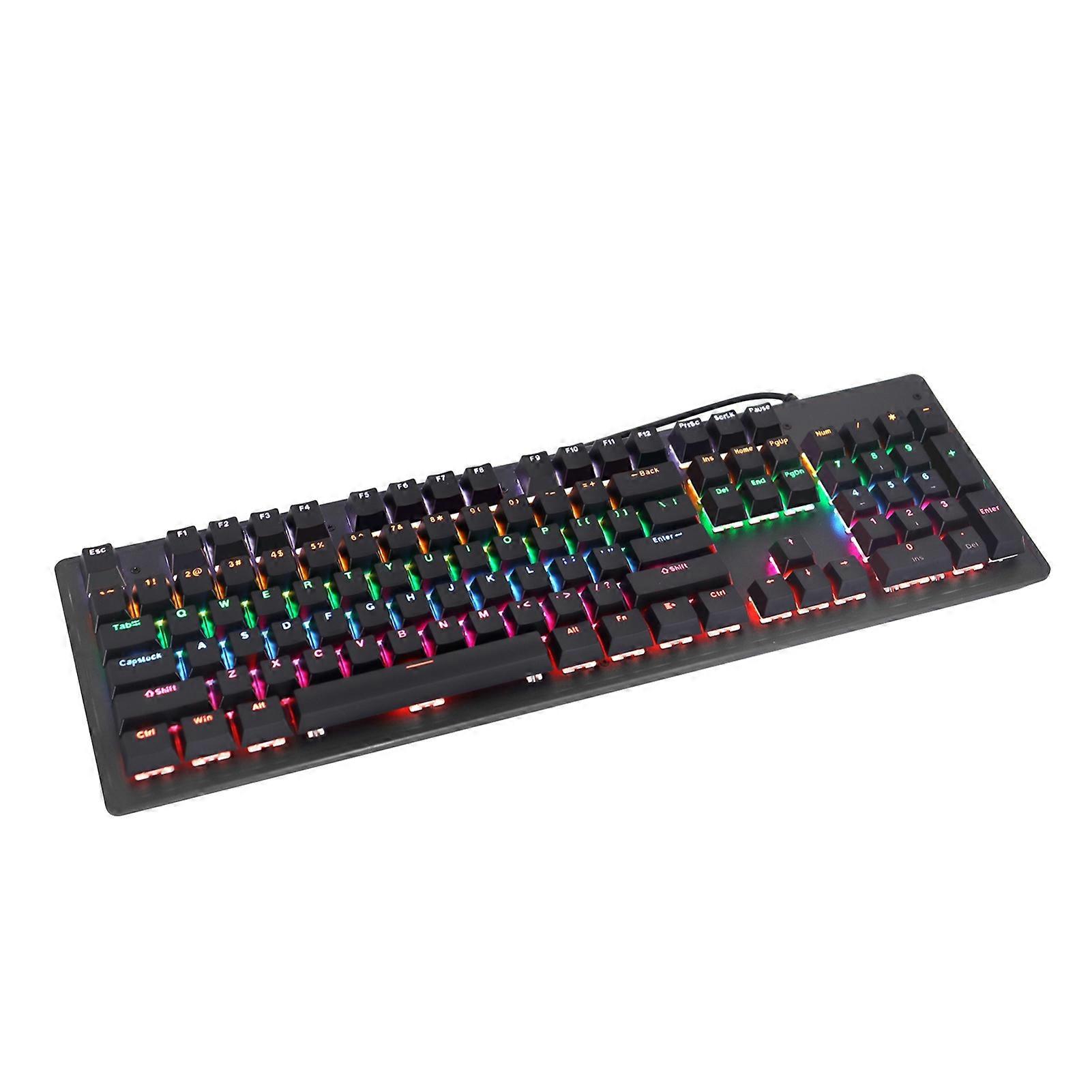 biojee Bedraad 104-Key Real Mechanical Gaming Rainbow Backlit Keyboard voor Windows PC Laptop voor Game en Office