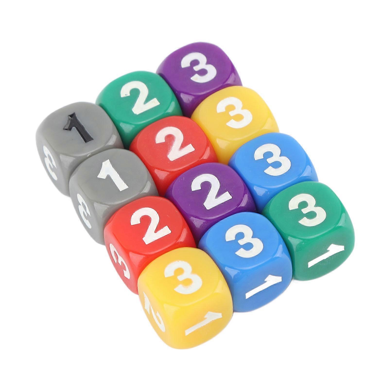12pcs Six Sided Dice Rounded Corners Plastic Colored Dice for Math Counting Teaching 