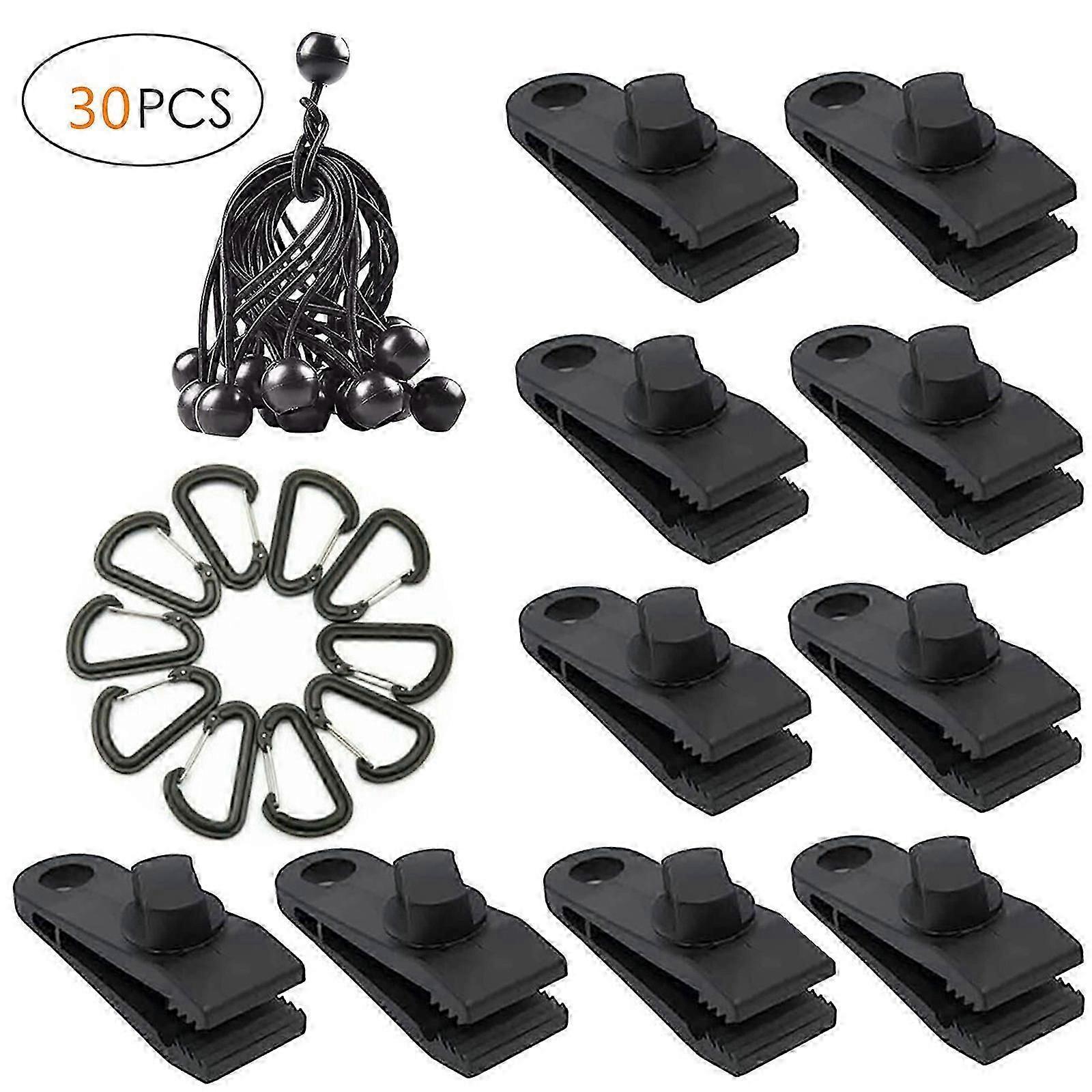 Outdoor tarp tent tarp carrier skyscreen tarp fixing elastic webbing ball rope and mountaineering buckle total 30pcs set