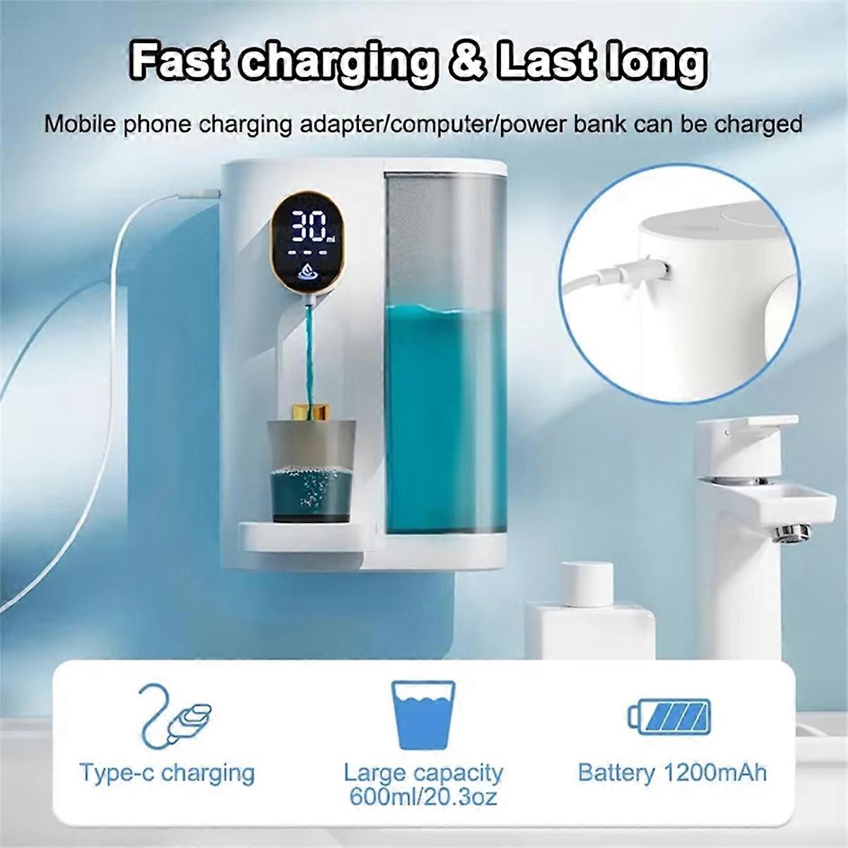600ML Automatic Mouthwash Dispenser, Wall Mounted with 4 Adjustable Levels, Includes Cup & Magnetic