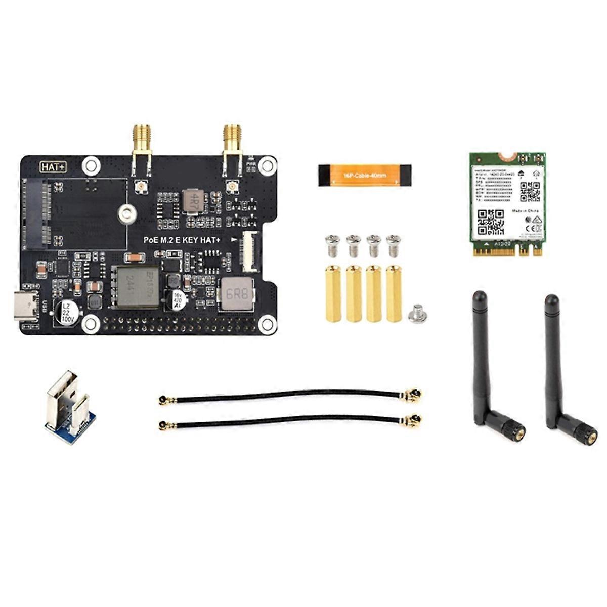 PCIe to M.2 E KEY Adapter with PoE Function for Raspberry Pi 5