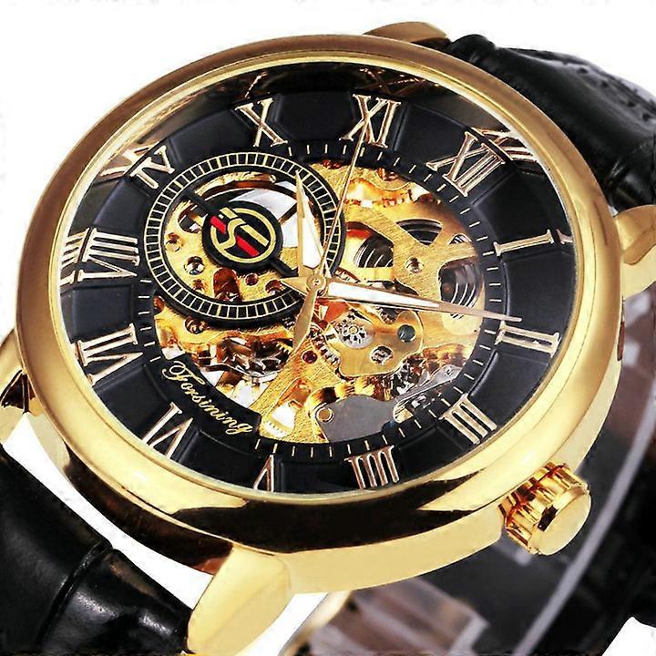Forsining Transparent Skeleton Luminous Hands Vintage Men Mechanical Watch
