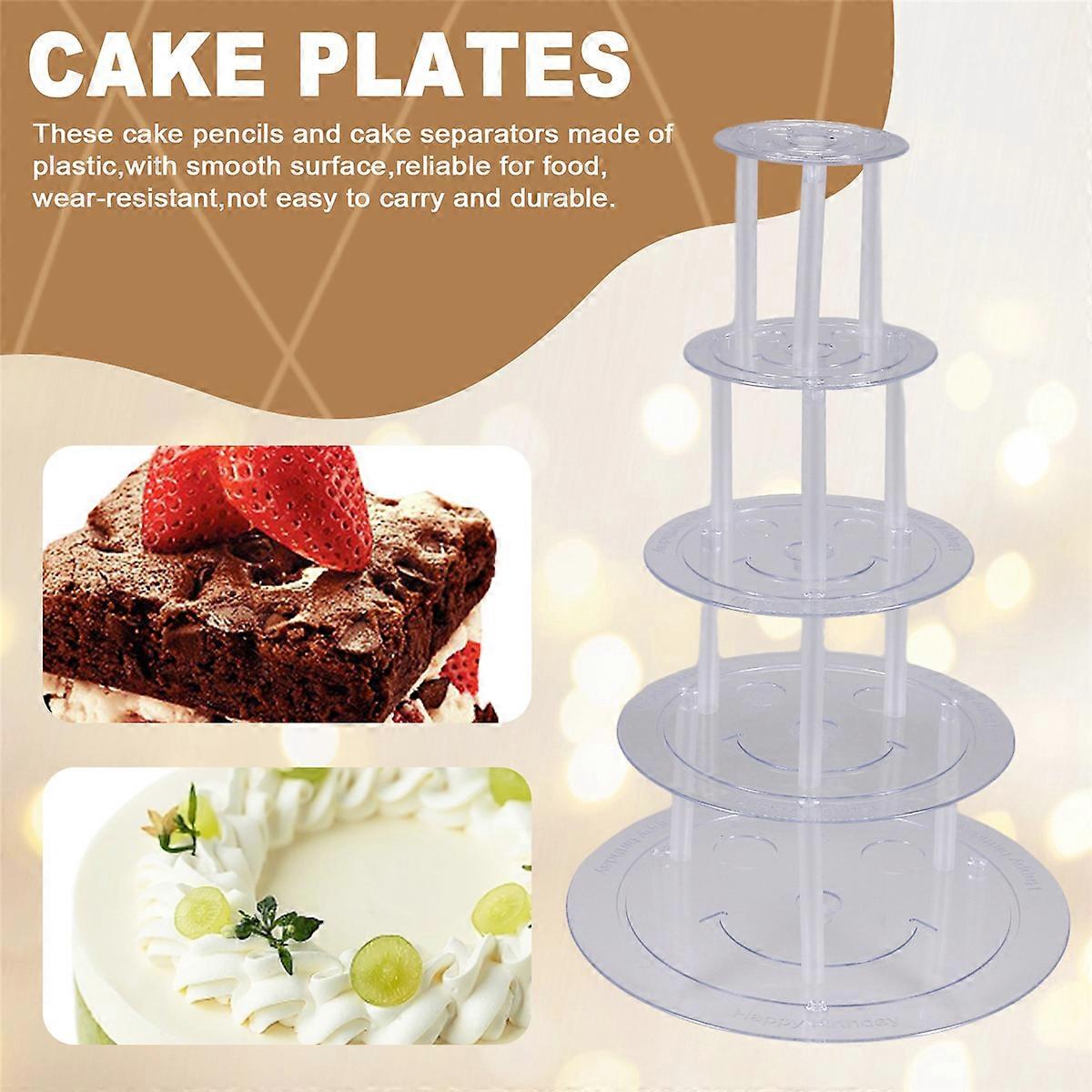 Cake Supports for Multi-Tier Cakes Cake Stand 5 Levels (9/12/16/20/26cm)) with 20 Plastic Dowel Rail
