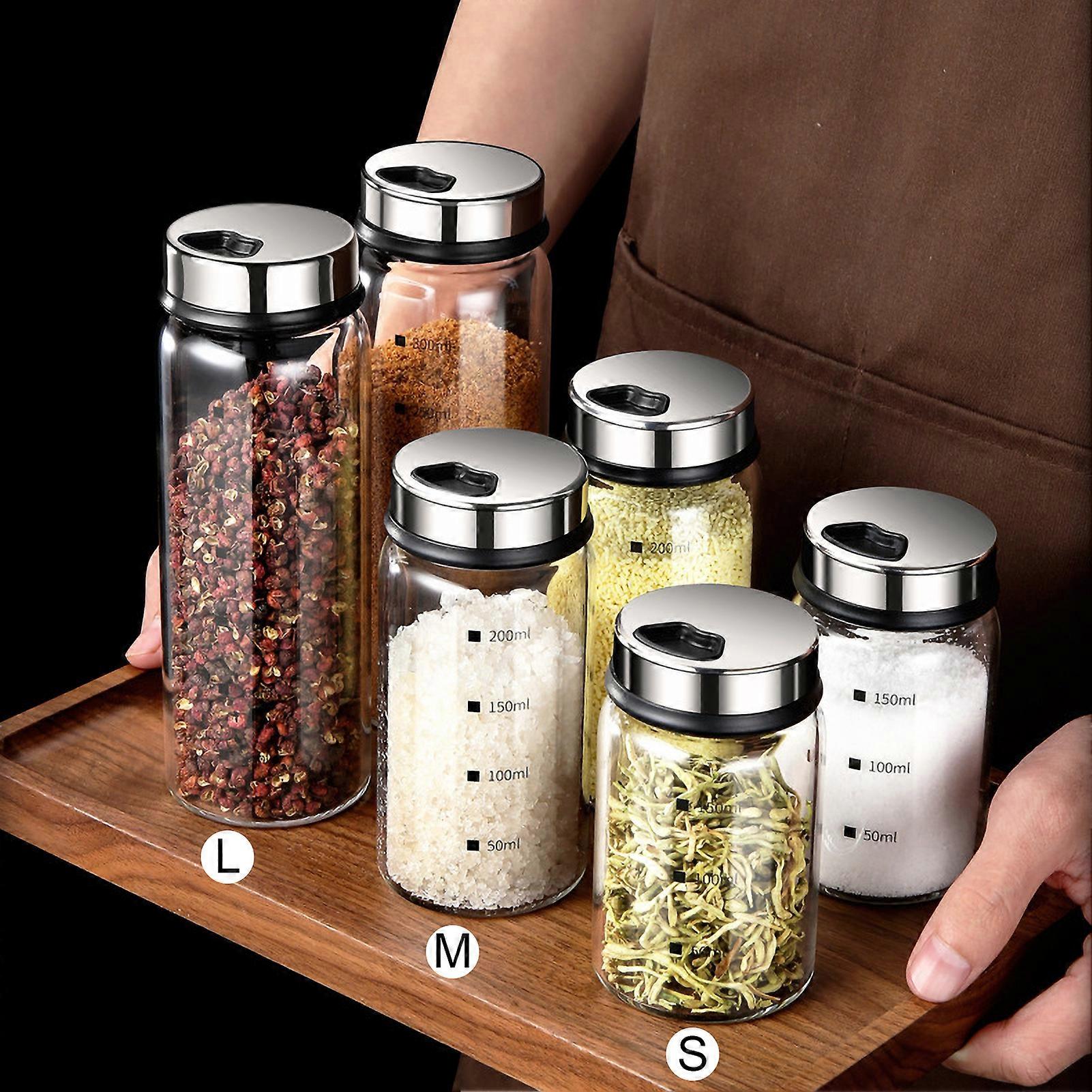 150mL Glass Seasoning Jar With Scale 4 Outlets Spice jars Kitchen Chili Pepper Powder Sprinkling Jar Barbecue Salt Shaker Container