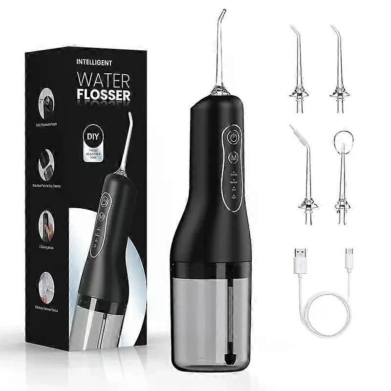 Water Dental Flosser 4 Modes 4 Jet Tips Replacement 260ML Removable Water Tank Powerful Battery &Type-C Charge Oral Irrigator