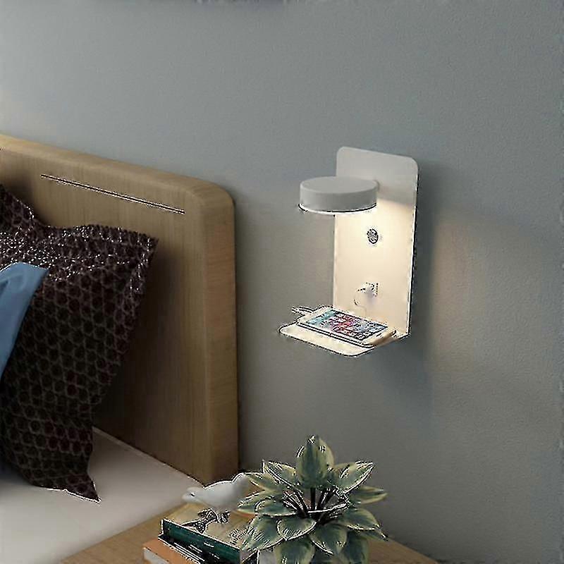 White1 Pack Indoor LED Wall Light with USB Port 12W Tri-Color Dimmable Modern Wall Lamp with Switch