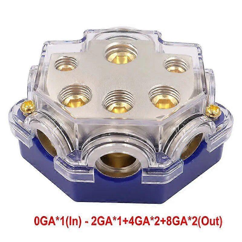 Amp Copper Power Distribution Block 0 Gauge In 12/24/28 Gauge Out for Car Audio Splitter Junction Box Car Audio