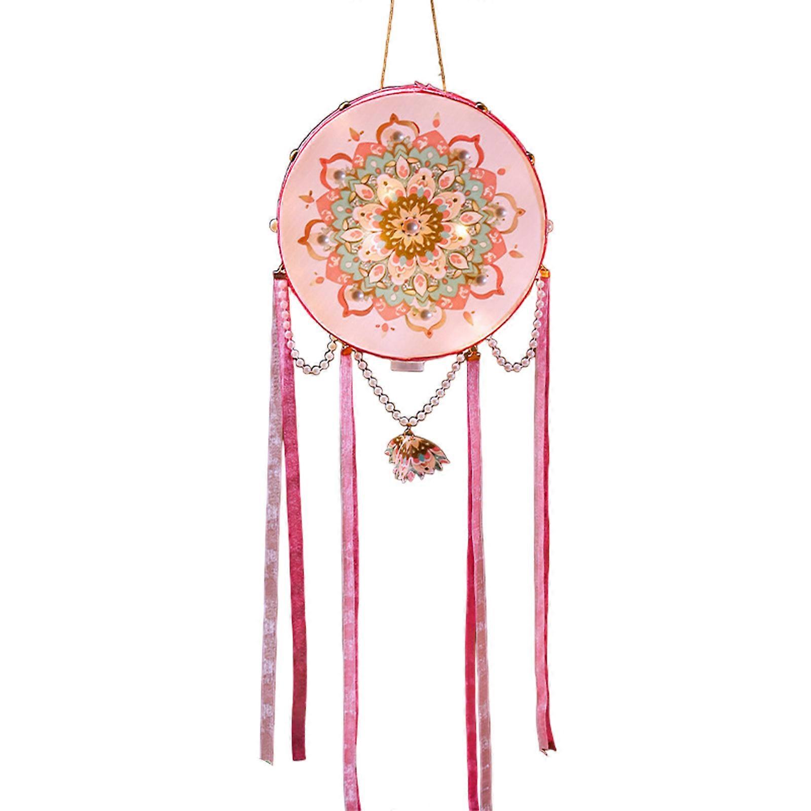 Floral Lantern Chinese Handheld Lanterns Ancient Portable Lanterns Led Lights Decorative Lights New Year Photo Props Pink