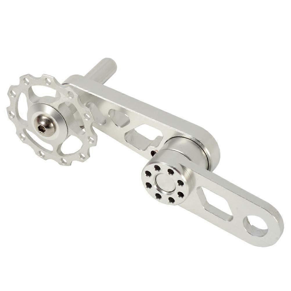 Aluminium Alloy MTB Bike Cycling Single Speed Rear Derailleur Chain Tensioner Folding Bicyle Sprocket Oval Guide Wheel, 1899042MACABOLO, silver