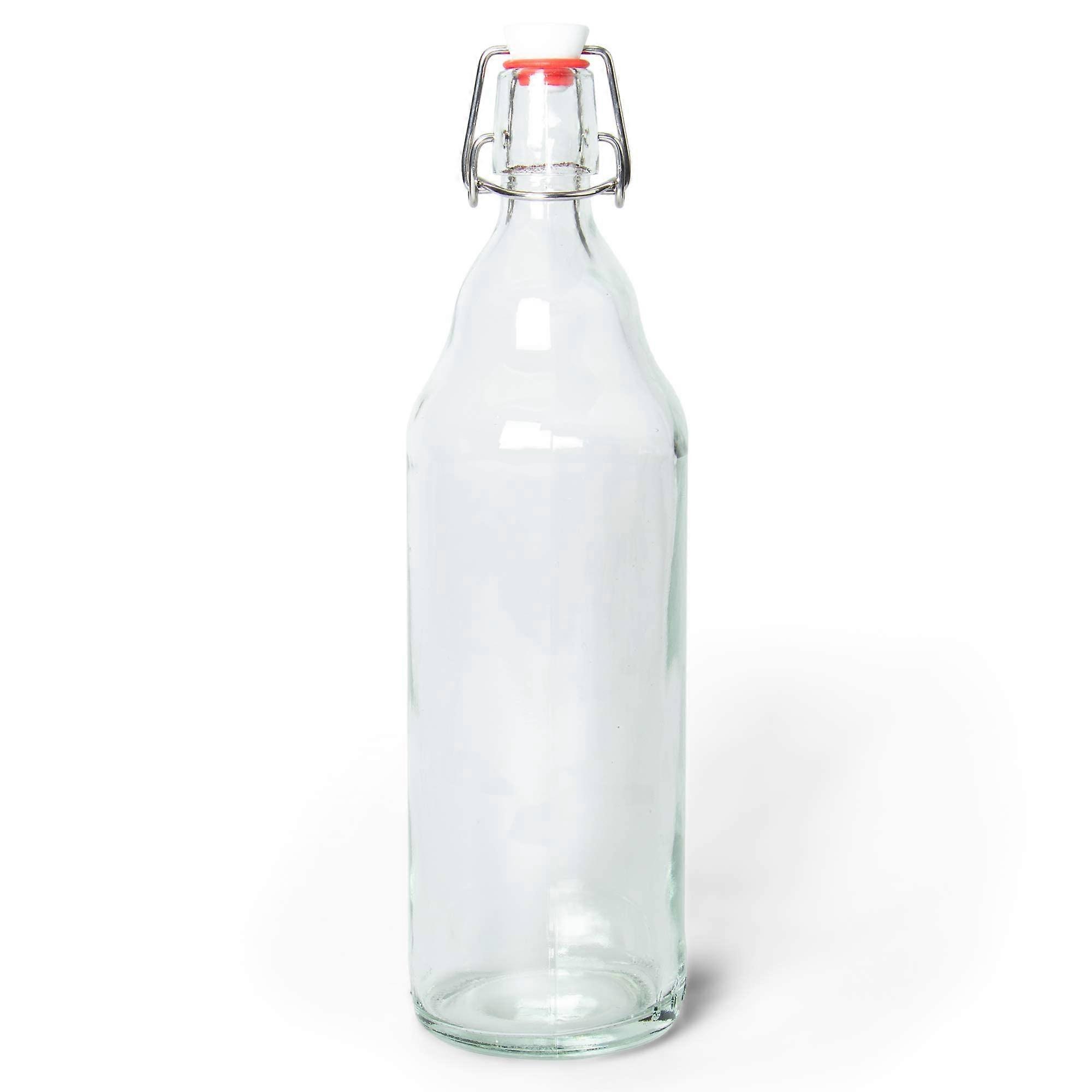 Glass Grolsch Bottles, Quart Size - 33 oz Clear Single - Airtight Seal with Swing Top/Flip Top Stoppers