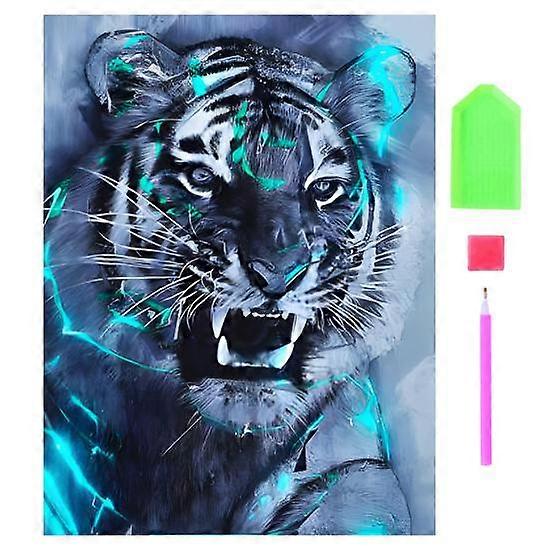 1 Set DIY Rhinestone Painting Kit Tiger Pattern Artistic Rhinestone Picture for Wall Art Decorations