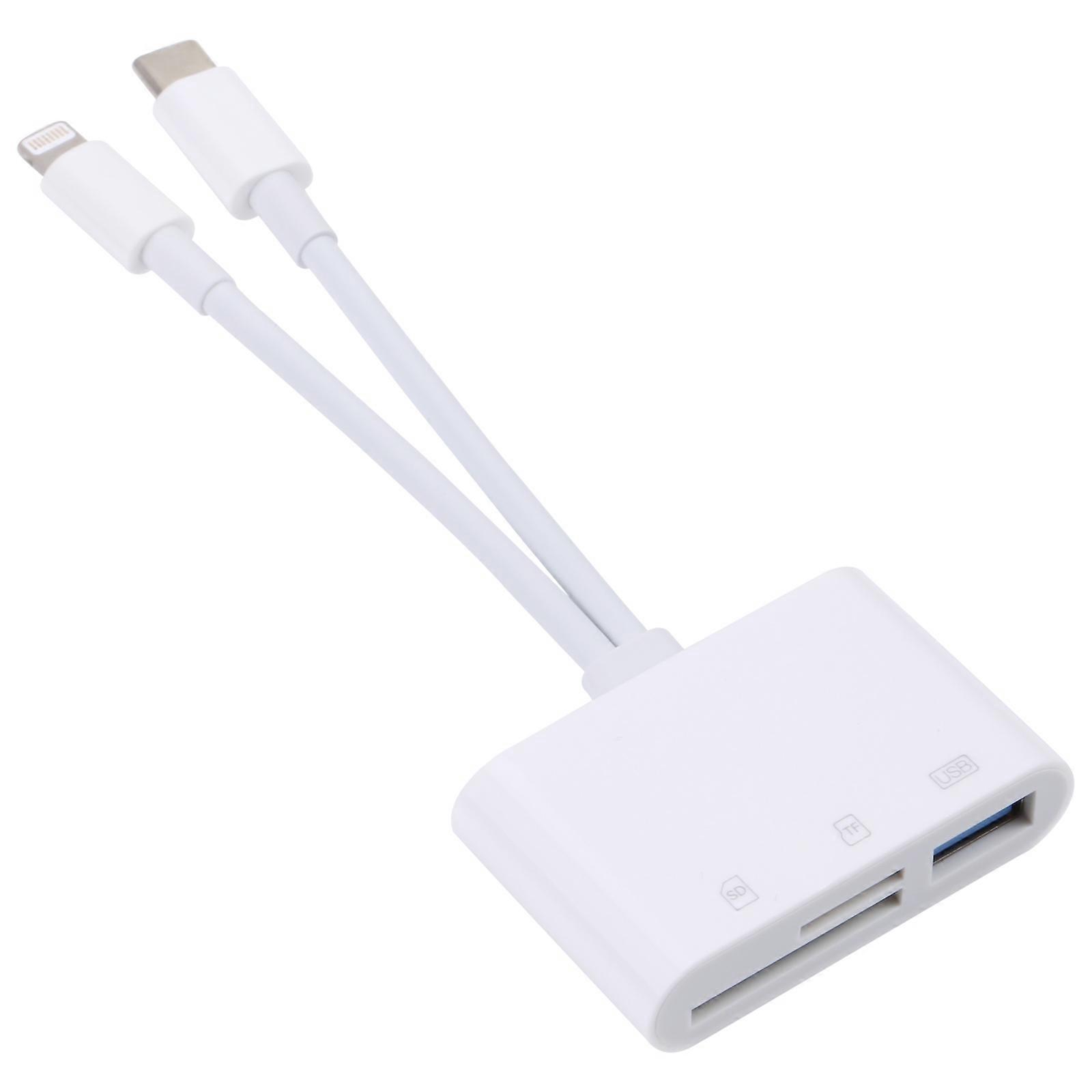 NK-103Pro 3 in 1 8 Pin + USB-C / Type-C Male to USB + TF / SD Card Reader