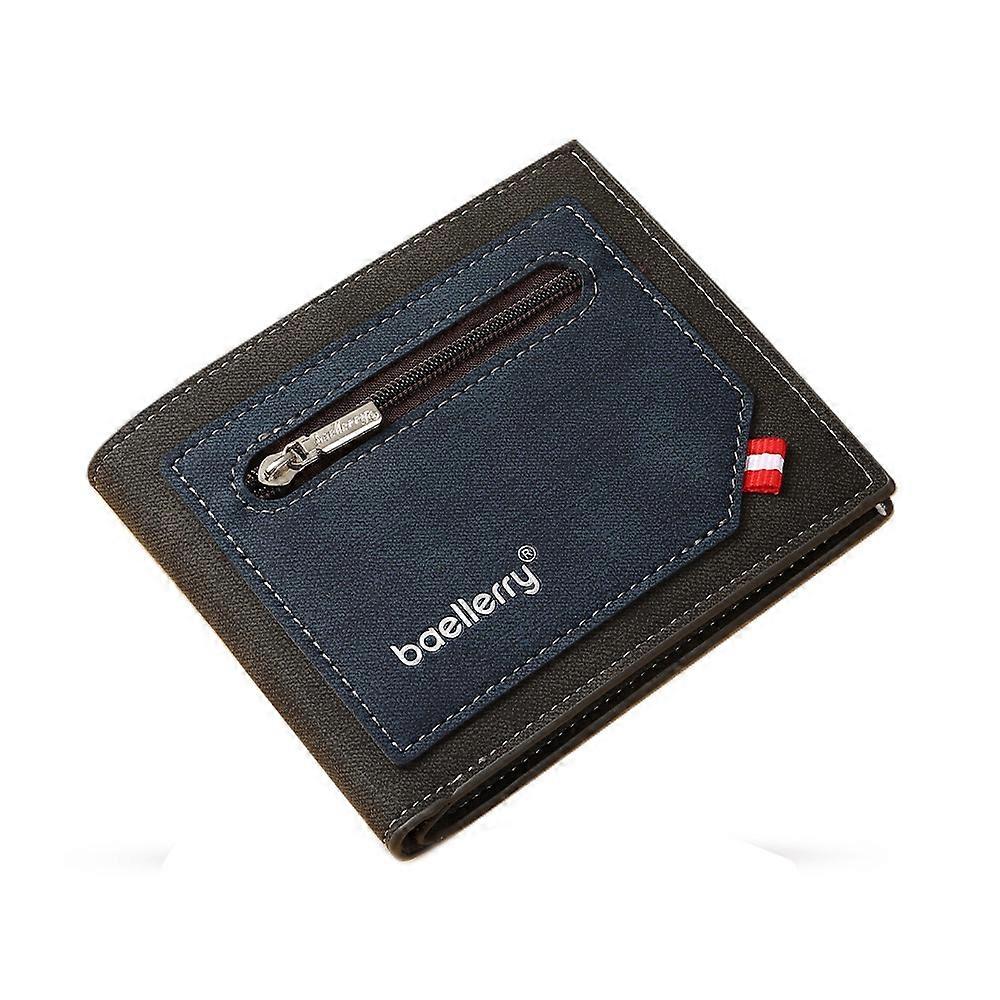 Baellerry Synthetic Leather Men Short Wallet Large Capacity Multi-Card Slot Zipper Wallet
