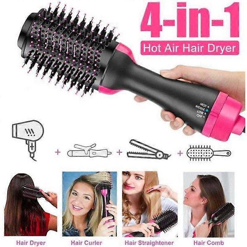Rotating Hair Dryer Brush - VINSIC - 3 in 1 Hair Dryer - Ionic Function - Ceramic Coating - Pink