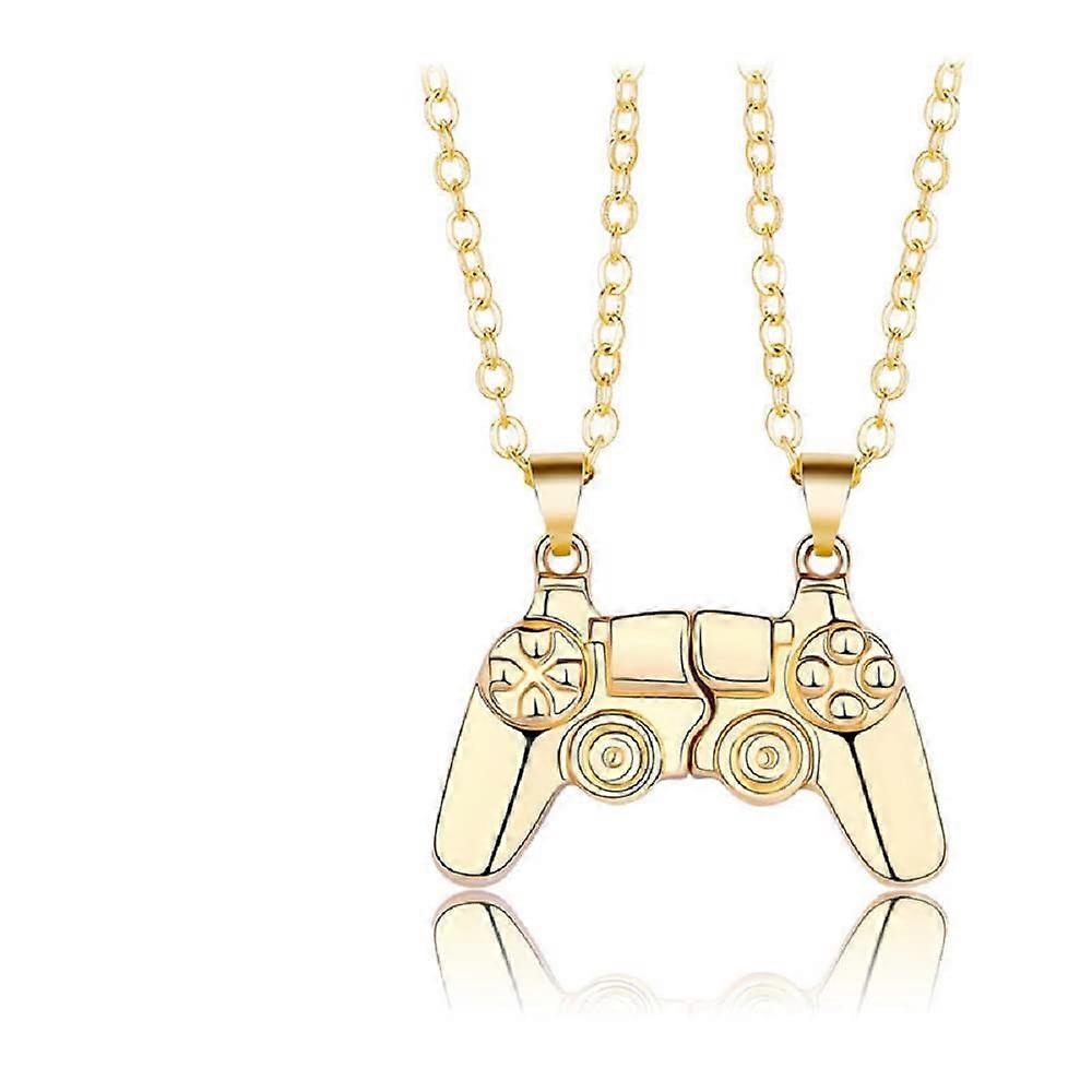 Double Game Controller Necklace for Couples and Friends, Gold Punk Jewelry for BFF Relationship, Adjustable Size