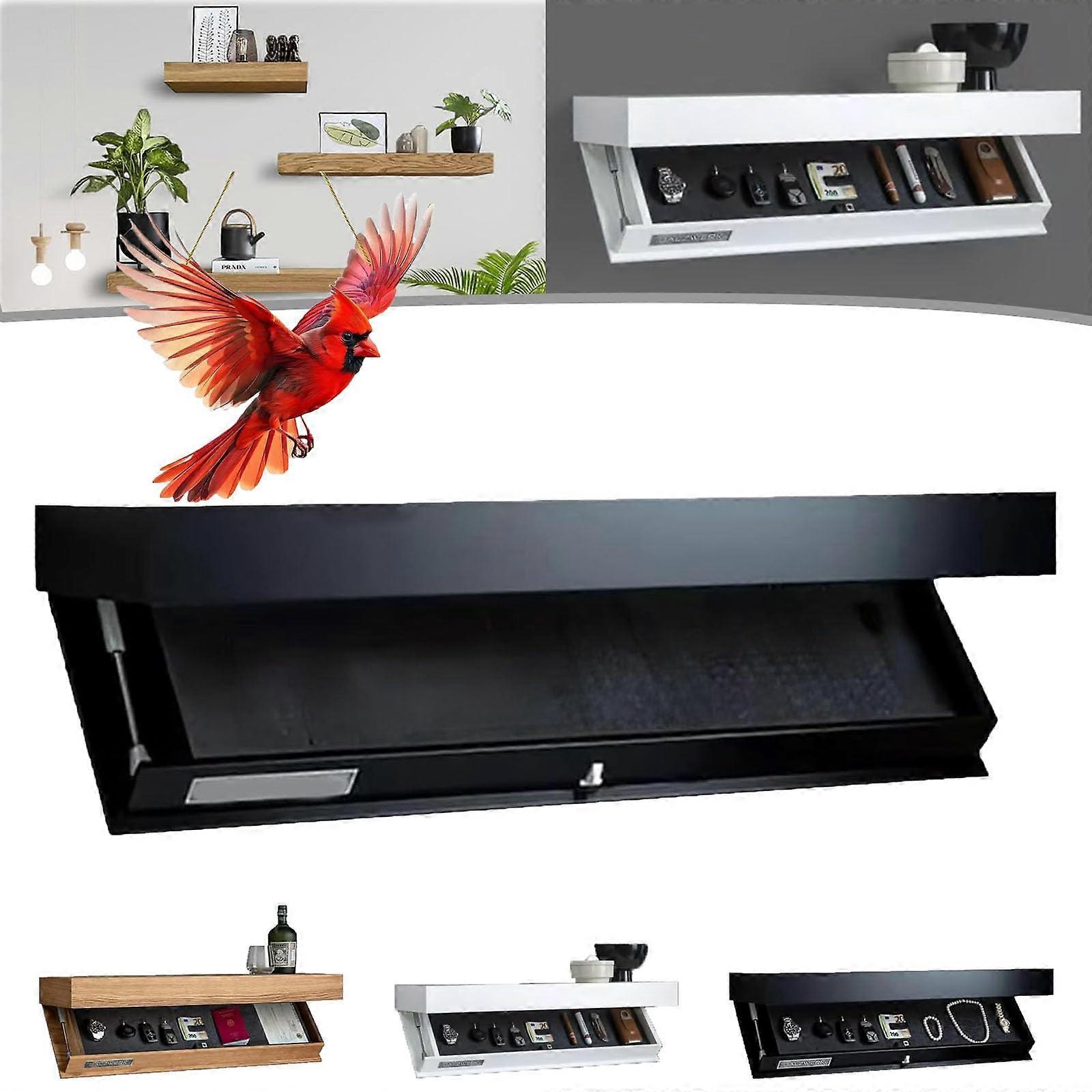 Magic Flap Wall Shelf with Hidden Secret Compartment, Concealed Floating Shelf (Black)