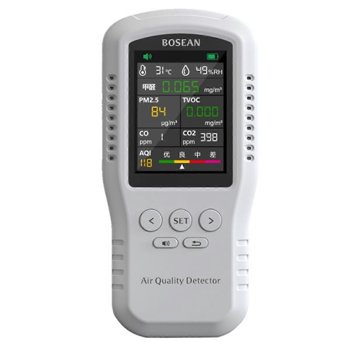 Monitor de qualidade do ar Bosean CO2 CO PM2.5 HCHO Detector de qualidade do ar